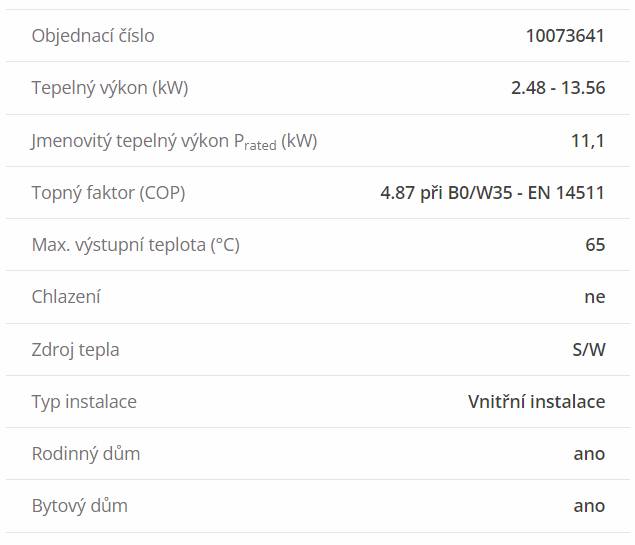 tepelné čerpadlo technické parametry
